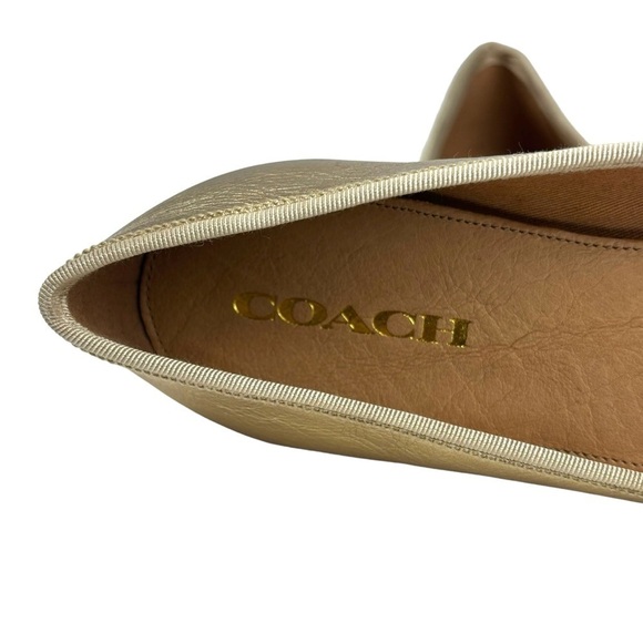 COACH LARA Q8259 METALLIC TUMBLED GOLD ROUND TOE HOLIDAY CLASSIC BALLERINA FLAT - Picture 10 of 13